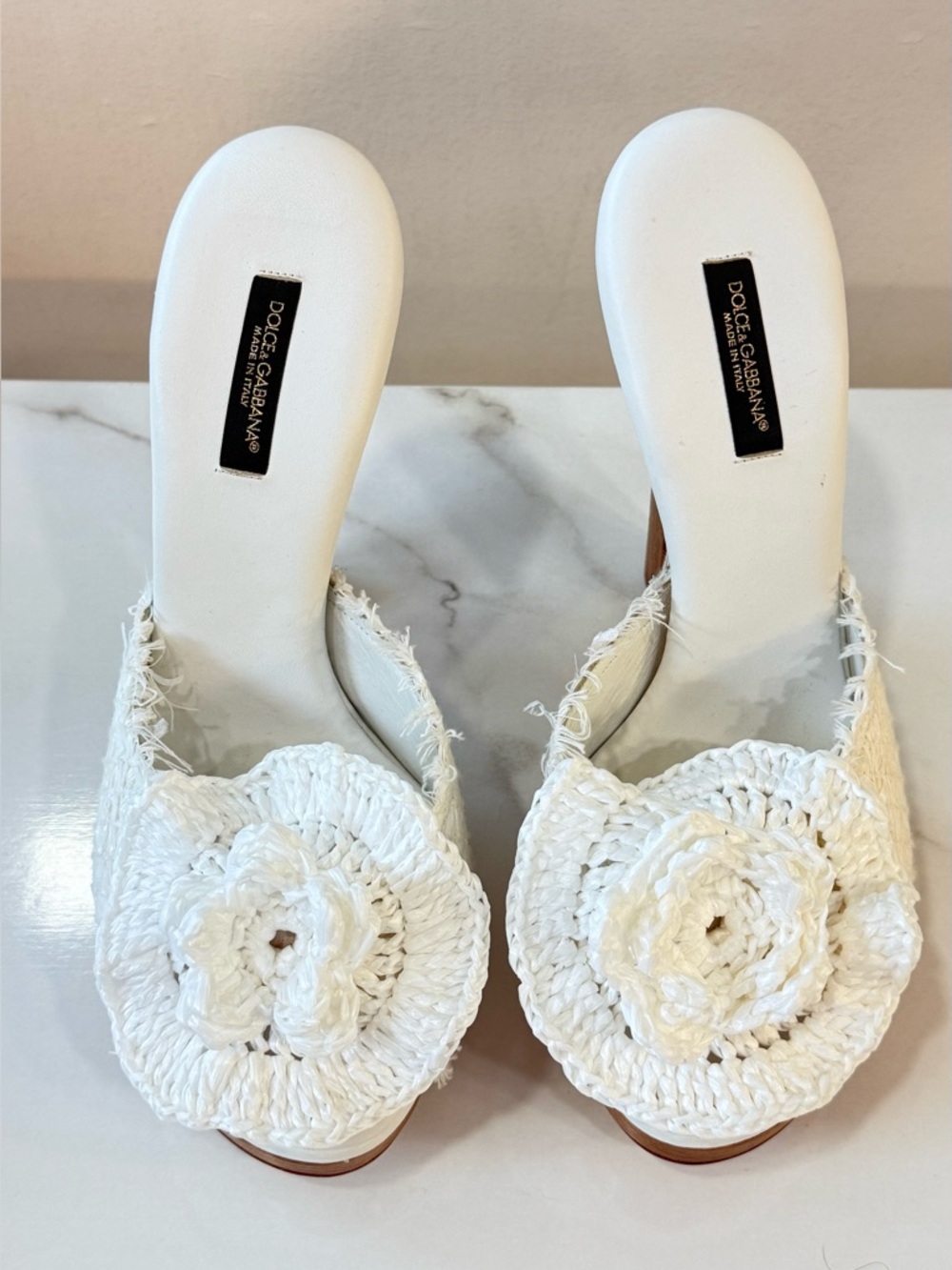 Dolce & Gabbana Raffia Crochet Mules